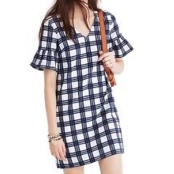 Madewell Dresses & Skirts - Madewell Windowpane Dress - Navy / White